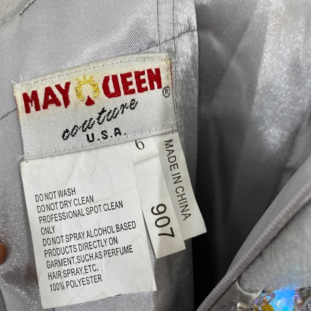 Mayqueen Couture USA Silver Prom/Cocktail Dress Sz 6 - Picture 8 of 9